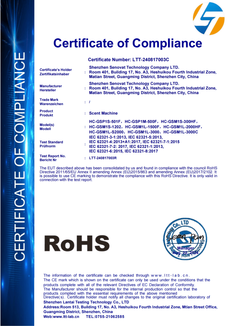 LTT-240817003C_Homcare_Scent Machine_HC-GSP1S-501F_ROHS Report Cert_00