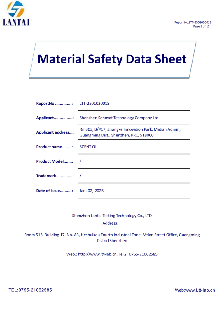 LTT-250102001S_Senovat_SCENT OIL_MSDS Test Report_00