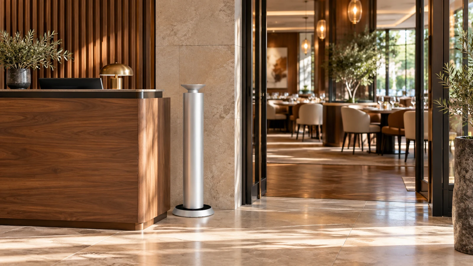 MiniPro diffuser positioned near a restaurant entrance