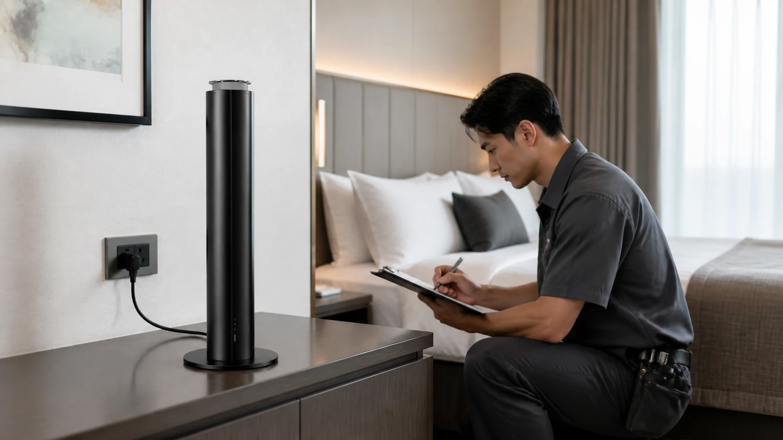 H200D diffuser power and operating check in a hotel room