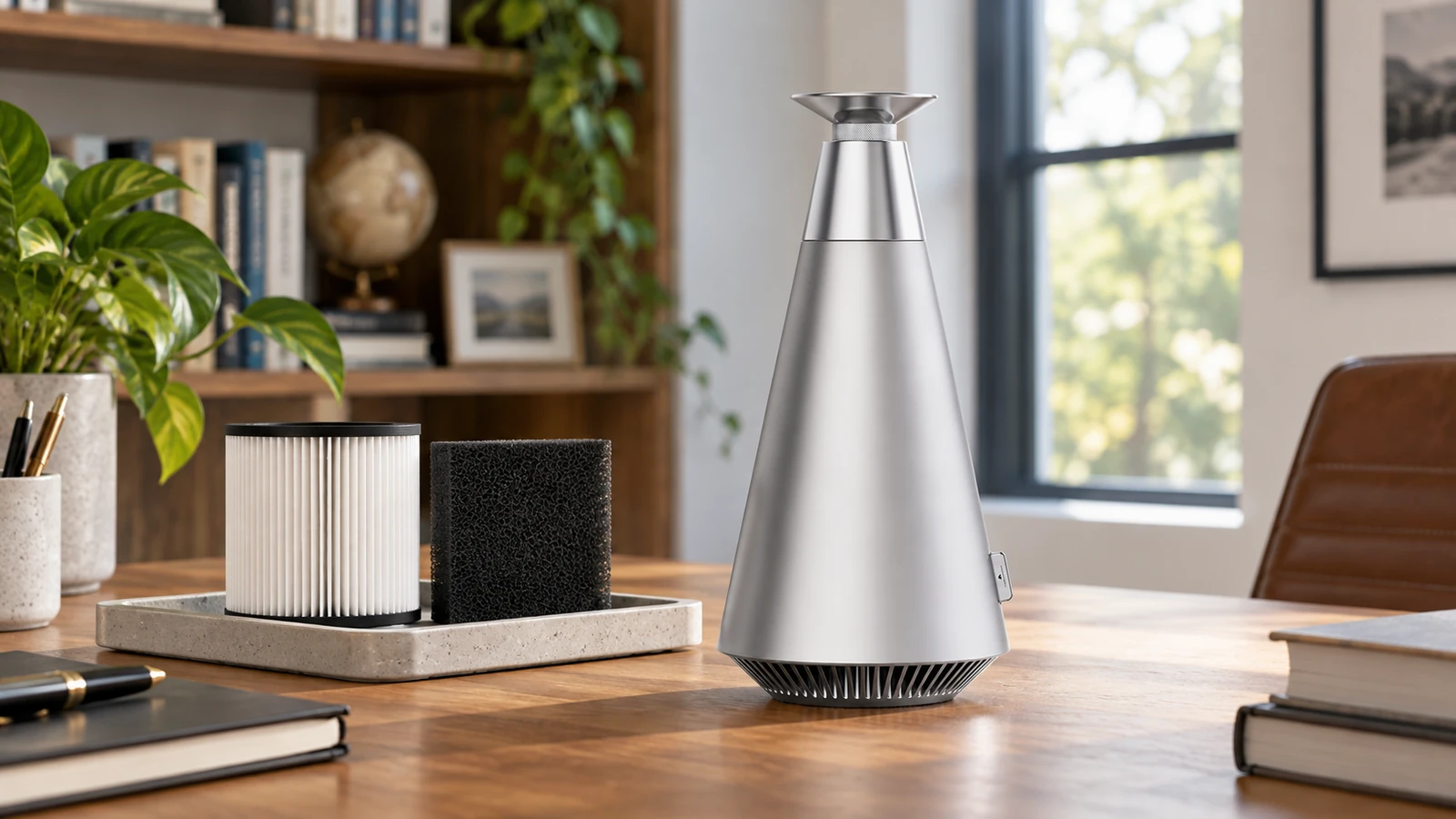 DecoPlus beside separate pleated and carbon filter samples on a table
