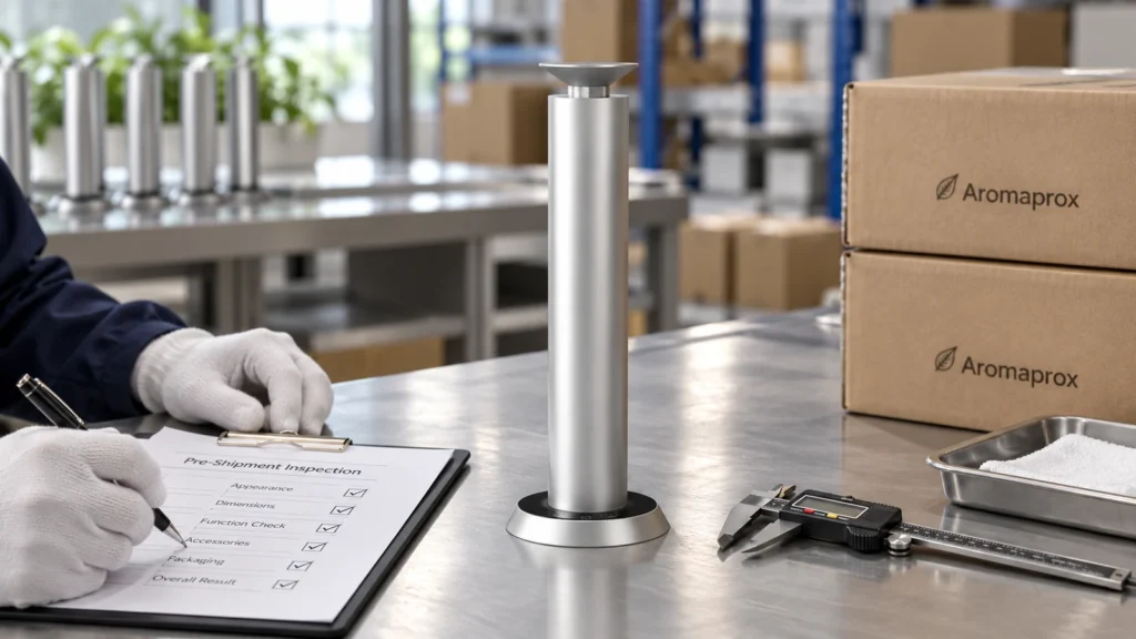 MiniPro diffuser at a pre-shipment inspection workstation