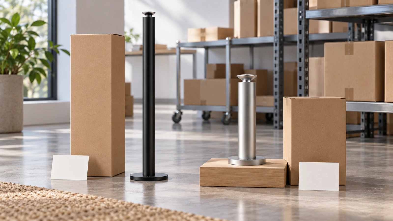 Black MiniPlus and silver Mini beside separate inventory cartons
