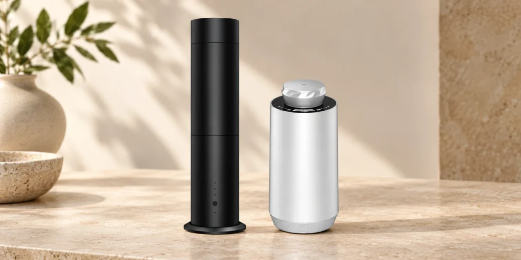 Aromaprox SF03 luxury scent diffuser and SC02 car aroma diffuser displayed together