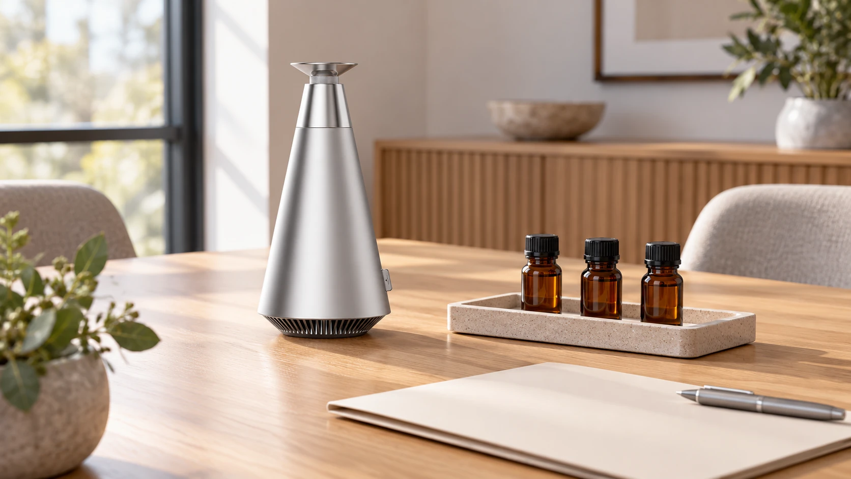 Silver DecoPlus with sealed fragrance samples arranged for supplier review