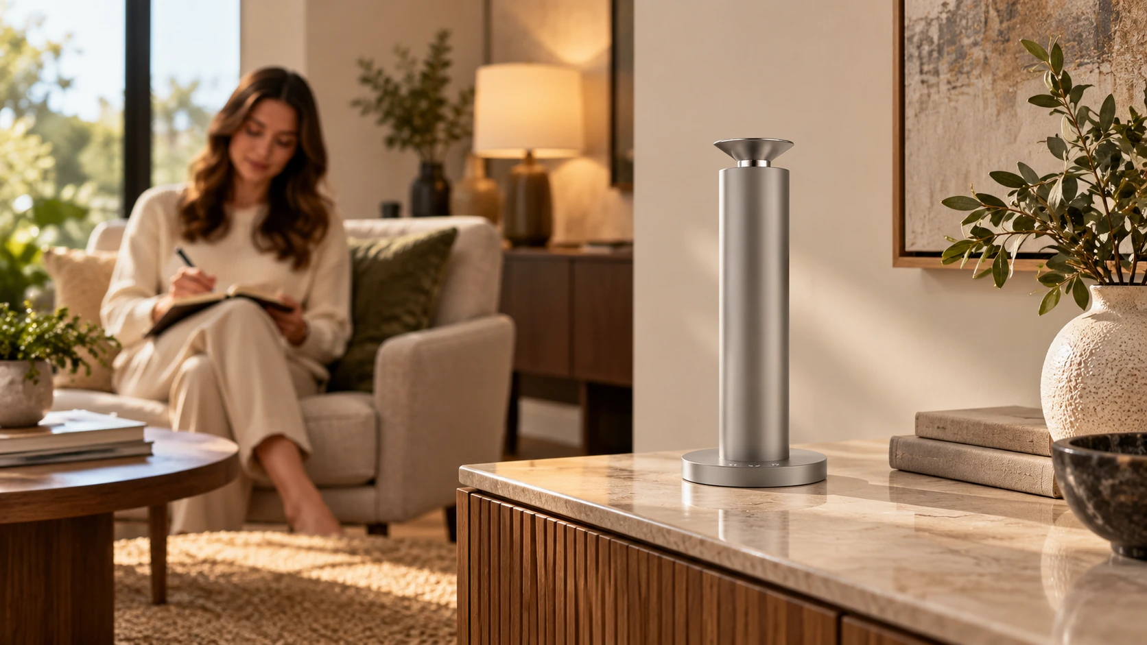 Silver Mini on a lounge console during a room observation