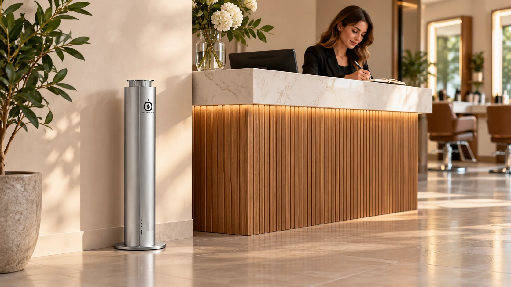 Silver H200D in a salon reception corner outside the walkway