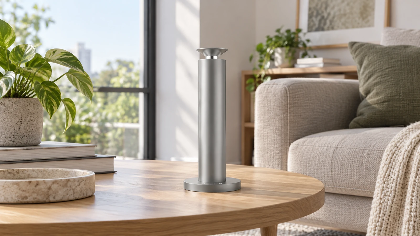 Silver Mini on a stable low table with original base controls